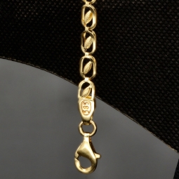 Gold-Armband mit feinem Dekor aus funkelndem 585 14k Gelbgold, ca. 19cm lang und 3,5mm breit