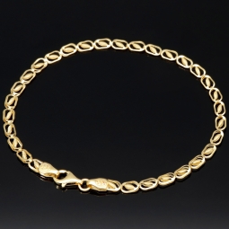 Gold-Armband mit feinem Dekor aus funkelndem 585 14k Gelbgold, ca. 19cm lang und 3,5mm breit