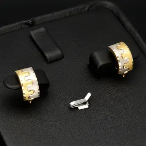 Glänzende Ohrringe in außergewöhnlichem Design aus hochwertigem 585 14K Bicolor Gold