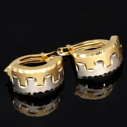 Glänzende Ohrringe in außergewöhnlichem Design aus hochwertigem 585 14K Bicolor Gold