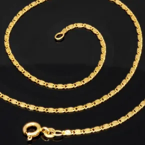 Kurze, feine S-Panzerkette aus funkelndem 585 /14k Gold für Damen (ca. 1,5mm breit und 45 cm lang) - mit FBM-Stempel
