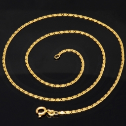 Kurze, feine S-Panzerkette aus funkelndem 585 /14k Gold für Damen (ca. 1,5mm breit und 45 cm lang) - mit FBM-Stempel