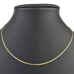 Kurze, feine S-Panzerkette aus funkelndem 585 /14k Gold für Damen (ca. 1,5mm breit und 45 cm lang) - mit FBM-Stempel