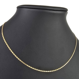 Kurze, feine S-Panzerkette aus funkelndem 585 /14k Gold für Damen (ca. 1,5mm breit und 45 cm lang) - mit FBM-Stempel