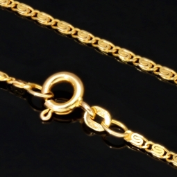 Kurze, feine S-Panzerkette aus funkelndem 585 /14k Gold für Damen (ca. 1,5mm breit und 45 cm lang) - mit FBM-Stempel