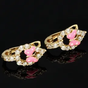 Butterfly - Schmetterling - Ohrringe mit Zirkoniasteinen besetzt aus edlem 585 14K Gold