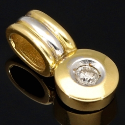 Edler Bicolor Gold-Anhänger (750 / 18k Gelbgold und Weißgold) besetzt mit einem funkelnden Zirkoniastein