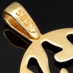 Lebensbaum - Gold-Anhänger aus glänzend poliertem 585 / 14 Karat Gelbgold