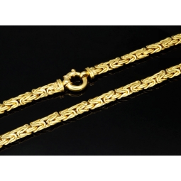 Imposante Königskette mit flachem Design aus edlem Gold (585 / 14K Gelbgold) ca. 57cm, ca. 7mm, Gewicht: ca. 28,8g