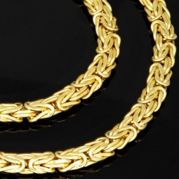 Imposante Königskette mit flachem Design aus edlem Gold (585 / 14K Gelbgold) ca. 57cm, ca. 7mm, Gewicht: ca. 28,8g
