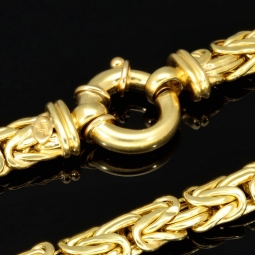 Imposante Königskette mit flachem Design aus edlem Gold (585 / 14K Gelbgold) ca. 57cm, ca. 7mm, Gewicht: ca. 28,8g