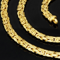 Imposante Königskette mit flachem Design aus edlem Gold (585 / 14K Gelbgold) ca. 57cm, ca. 7mm, Gewicht: ca. 28,8g
