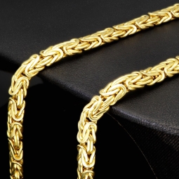 Imposante Königskette mit flachem Design aus edlem Gold (585 / 14K Gelbgold) ca. 57cm, ca. 7mm, Gewicht: ca. 28,8g