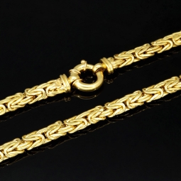 Imposante Königskette mit flachem Design aus edlem Gold (585 / 14K Gelbgold) ca. 57cm, ca. 7mm, Gewicht: ca. 28,8g