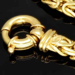 Imposante Königskette mit flachem Design aus edlem Gold (585 / 14K Gelbgold) ca. 57cm, ca. 7mm, Gewicht: ca. 28,8g