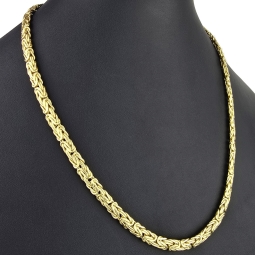 Imposante Königskette mit flachem Design aus edlem Gold (585 / 14K Gelbgold) ca. 57cm, ca. 7mm, Gewicht: ca. 28,8g