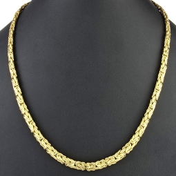 Imposante Königskette mit flachem Design aus edlem Gold (585 / 14K Gelbgold) ca. 57cm, ca. 7mm, Gewicht: ca. 28,8g