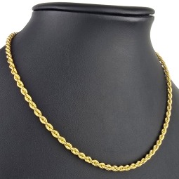 Kurze, edle Kordelkette aus Gelbgold für Damen in ca. 45cm Länge und ca. 3,5 mm aus 585er Gold (14k)