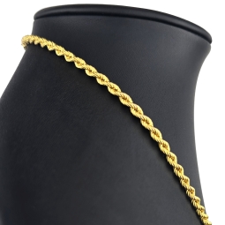 Kurze, edle Kordelkette aus Gelbgold für Damen in ca. 45cm Länge und ca. 3,5 mm aus 585er Gold (14k)
