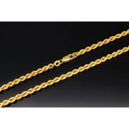 Kurze, edle Kordelkette aus Gelbgold für Damen in ca. 45cm Länge und ca. 3,5 mm aus 585er Gold (14k)