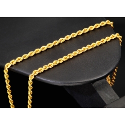 Kurze, edle Kordelkette aus Gelbgold für Damen in ca. 45cm Länge und ca. 3,5 mm aus 585er Gold (14k)
