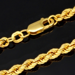 Kurze, edle Kordelkette aus Gelbgold für Damen in ca. 45cm Länge und ca. 3,5 mm aus 585er Gold (14k)