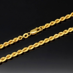 Kurze, edle Kordelkette aus Gelbgold für Damen in ca. 45cm Länge und ca. 3,5 mm aus 585er Gold (14k)