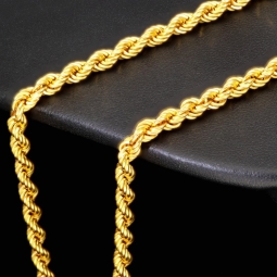Kurze, edle Kordelkette aus Gelbgold für Damen in ca. 45cm Länge und ca. 3,5 mm aus 585er Gold (14k)
