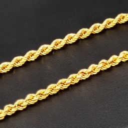 Kurze, edle Kordelkette aus Gelbgold für Damen in ca. 45cm Länge und ca. 3,5 mm aus 585er Gold (14k)