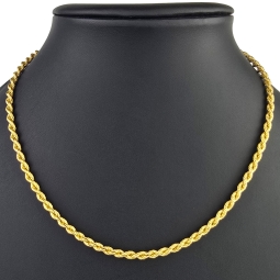 Kurze, edle Kordelkette aus Gelbgold für Damen in ca. 45cm Länge und ca. 3,5 mm aus 585er Gold (14k)
