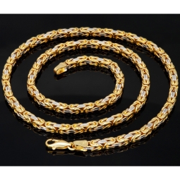 Noble Königskette mit besonderem Bicolor Design aus massivem 14K 585 Gold (Gelbgold und Weißgold) ca. 60cm Länge, ca. 4mm Breite