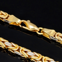 Noble Königskette mit besonderem Bicolor Design aus massivem 14K 585 Gold (Gelbgold und Weißgold) ca. 60cm Länge, ca. 4mm Breite