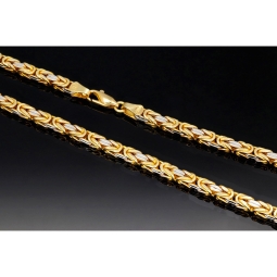 Noble Königskette mit besonderem Bicolor Design aus massivem 14K 585 Gold (Gelbgold und Weißgold) ca. 60cm Länge, ca. 4mm Breite
