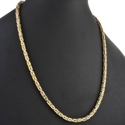 Noble Königskette mit besonderem Bicolor Design aus massivem 14K 585 Gold (Gelbgold und Weißgold) ca. 60cm Länge, ca. 4mm Breite