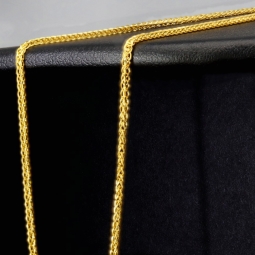 Elegante kürzere Goldkette / Fuchsschwanzkette mit feinem Design in hochwertigem 585 14k Gelbgold (ca. 45cm lang, ca. 1,0mm breit)