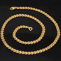 Zeitloses Collier / Flache Goldkette für Damen mit außergewöhnlichem Design aus glänzendem 333 (8k) Gelbgold in ca. 46cm, ca. 5mm