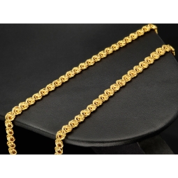 Zeitloses Collier / Flache Goldkette für Damen mit außergewöhnlichem Design aus glänzendem 333 (8k) Gelbgold in ca. 46cm, ca. 5mm