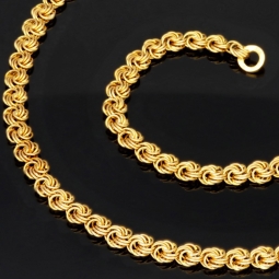 Zeitloses Collier / Flache Goldkette für Damen mit außergewöhnlichem Design aus glänzendem 333 (8k) Gelbgold in ca. 46cm, ca. 5mm