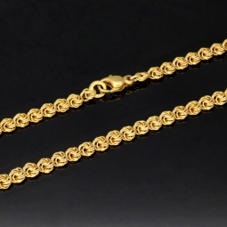 Zeitloses Collier / Flache Goldkette für Damen mit außergewöhnlichem Design aus glänzendem 333 (8k) Gelbgold in ca. 46cm, ca. 5mm