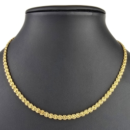 Zeitloses Collier / Flache Goldkette für Damen mit außergewöhnlichem Design aus glänzendem 333 (8k) Gelbgold in ca. 46cm, ca. 5mm