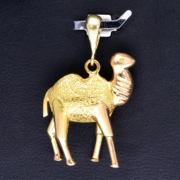 Edler Kamel - Anhänger aus funkelndem 14K Gold (14k 585 Gelbgold)