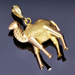 Edler Kamel - Anhänger aus funkelndem 14K Gold (14k 585 Gelbgold)