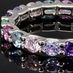 Memory Damen-Ring mit Zirkonia im Brillantschliff, mind. 2,72 ct – 925er Silber, rhodiniert RG ca. 61