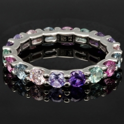 Memory Damen-Ring mit Zirkonia im Brillantschliff, mind. 2,72 ct – 925er Silber, rhodiniert RG ca. 61