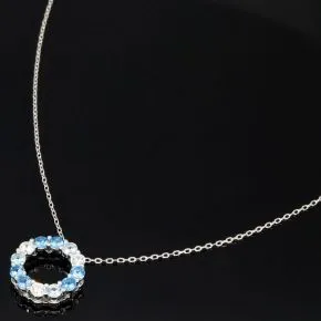 Bezauberndes Schmuck-Set aus 925 Silber, bestehend aus einer Halskette (ca. 45cm + 5cm Verlängerung) und einem bezaubernden Anhänger mit Zirkoniasteinen (hellblau)