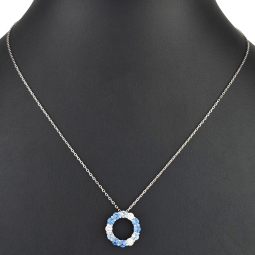 Bezauberndes Schmuck-Set aus 925 Silber, bestehend aus einer Halskette (ca. 45cm + 5cm Verlängerung) und einem bezaubernden Anhänger mit Zirkoniasteinen (hellblau)