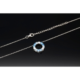Bezauberndes Schmuck-Set aus 925 Silber, bestehend aus einer Halskette (ca. 45cm + 5cm Verlängerung) und einem bezaubernden Anhänger mit Zirkoniasteinen (hellblau)