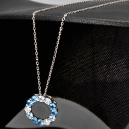 Bezauberndes Schmuck-Set aus 925 Silber, bestehend aus einer Halskette (ca. 45cm + 5cm Verlängerung) und einem bezaubernden Anhänger mit Zirkoniasteinen (hellblau)
