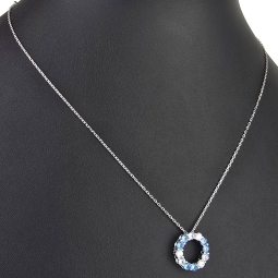 Bezauberndes Schmuck-Set aus 925 Silber, bestehend aus einer Halskette (ca. 45cm + 5cm Verlängerung) und einem bezaubernden Anhänger mit Zirkoniasteinen (hellblau)