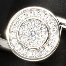 Stilvoller Ring für Damen mit vielen, kleinen, funkelnden Zirkonia im Brillantschliff – 925er Silber, rhodiniert und poliert - RG ca. 54